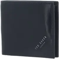 Ted Baker Leder Geldbörse Prugs Embossed Corner Leather Bifold Coin Wallet Navy dunkelblau