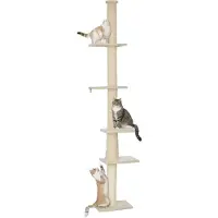 PawHut Kratzbaum Deckenhoch Katzenbaum 225-275cm Katzenkratzbaum mit Kippschutz