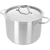 Demeyere Kochgeschirr Resto 3 Kochtopf mit Deckel 24cm - 3-lagiger Kapselboden, Induktions- und Ofengeeignet, Messmarkierung, Tropffreies Ausgießen
