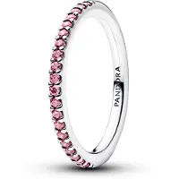Pandora 192999C02 Damenring Silber Funkelndes Pinkfarbenes Band