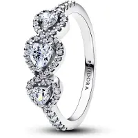 Pandora 194413C01 Damenring Silber Halo Herz Trilogie