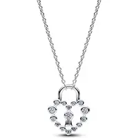 Pandora 394416C01-50 Damen-Kette Funkelndes Herzschloss Silber