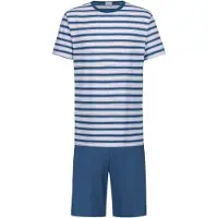 Mey Kurzer Pyjama Serie Sky Stripes Hague Blue | Größe S
