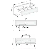 Keuco Edition 11 Waschtischunterbau 1400 x 350 x 535 mm mittig mit 1 Auszug - Anthrazit Glas / Lack Matt - 31361110000