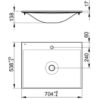 Keuco Edition 11 Keramik-Waschtisch 705 x 538 mm für 1-Loch-Armaturen - weiß - 31140310701