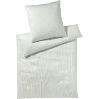 Elegante Mako-Satin Bettwäsche-Garnitur Hamburger Streifen Farbe Pistazie Größe 155x220cm+80x80