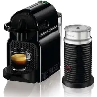 De'Longhi Delonghi EN 80.BAE Inissia+ MILK Black Nespresso Pad/Kapselmaschine, Edelstahl, Milchaufschäumer