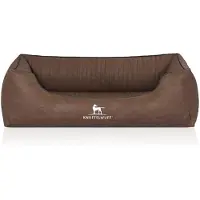Knuffelwuff Orthopädisches Hundebett Columbia aus laser-gestepptem Kunstleder M-L 85 x 63cm Braun