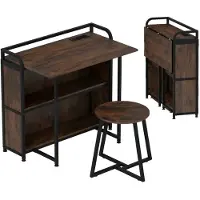 Helloshop26 Klappschreibtisch mit Staubank 90 x 55 x 83 cm integrierte Stromstation