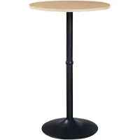 Helloshop26 Hochtisch - - Modell 03_0011085 - Runder MDF-Tischplatte - Schwarze Stahlstruktur - 100x60 cm