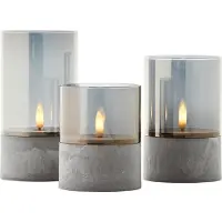 Brilliant Set mit 3 Tischlampen Bougie Rauchglas