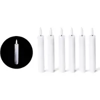 Novaliv Weisse LED Stabkerze mit Timerfunktion 6er Set - Stabkerze LED bewegliche Flamme Timer - 12,5cm Höhe