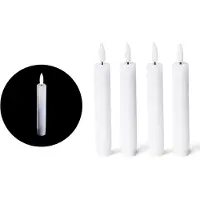 Novaliv 4x Stabkerze LED Moving Flame Wax - Echtes Wachs Weiß - Indoor - 20cm Höhe für 2,2cm Durchmesser
