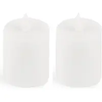 Novaliv LED Kerze Outdoor 2x weiss Grablichter LED mit Batterie Dauerkerze | LED Kerzen flackernde Flamme