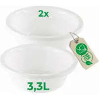 Novaliv 2x Spülschüssel Rund 3,3L, D28 cm, Weiss, BPA-frei Spülmaschinenfest Ideal für Küche und Camp
