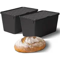 Novaliv 2x Brotkasten Plastik mit Deckel 32x20x16,5cm Dose für Brot Brotkasten Kunststoff Aufbewahru