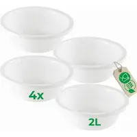 Novaliv 4x Spülschüssel Rund 2L, D24 cm, Weiss, BPA-frei Spülmaschinenfest Ideal für Küche und Campin
