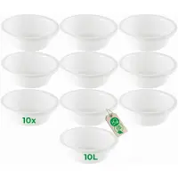 Novaliv 10x Spülschüssel Rund 10L, D40 cm, Weiss, BPA-frei Spülmaschinenfest Ideal für Küche und Camp