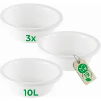 Novaliv 3x Spülschüssel Rund 10L, D40 cm, Weiss, BPA-frei Spülmaschinenfest Ideal für Küche und Campi