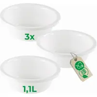 Novaliv 3x Spülschüssel Rund 1,1L, D20 cm, Weiss, BPA-frei Spülmaschinenfest Ideal für Küche und Camp