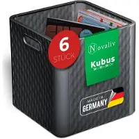 Novaliv 6x Box 30x30x30 cm Kunststoff Boxen für Kallax Regal Körbe 30x30 Aufbewahrungsbox als Schrank Kisten ideal als Kisten für Kallax Regal Faltboxen 30x30x30 cm Falt box 30x30 als Kallax Kisten