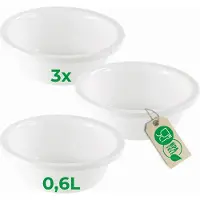 Novaliv 3x Spülschüssel Rund 0,6L, D16 cm, Weiss, BPA-frei Spülmaschinenfest Ideal für Küche und Camp