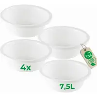 Novaliv 4x Spülschüssel Rund 7,5L, D36 cm, Weiss, BPA-frei Spülmaschinenfest Ideal für Küche und Camp