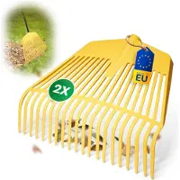 Novatool 2x Laubbesenkopf Set, 2in1 Kombigerät, Laubbesen & Laubgabel mit 20 Kunststoff-Zinken, Arbe