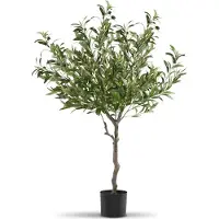 TecTake Künstlicher Olivenbaum Oleand - Mediterrane Kunstpflanze mit realistischen Blättern und Oliven - Pflegeleicht und vielseitig einsetzbar - Inklusive stabilem Blumentopf - Höhe: 120 cm