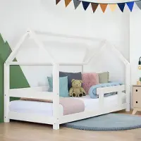 Benlemi Hausbett TERY mit Rausfallschutz 120x190 cm Weiß, Mit einer Barriere