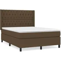 Syfax Boxspringbett mit Matratze Dunkelbraun 140x200 cm Stoff