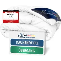 AM Qualitätsmatratzen Premium Ganzjahres Daunen Bettdecke Made in Germany aus 100 % Daunen 140x200cm
