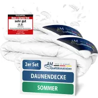 AM Qualitätsmatratzen Premium Sommer Daunen Bettdecke 2er Set Made in Germany aus 100 % Daunen 140x220cm