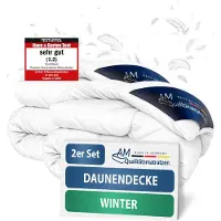 AM Qualitätsmatratzen Premium Winter Daunen Bettdecke 2er Set Made in Germany aus 100 % Daunen 140x220cm