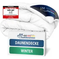 AM Qualitätsmatratzen Premium Winter Daunen Bettdecke Made in Germany aus 100% Daunen 140x200cm