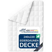 AM Qualitätsmatratzen Premium Eiderdaunendecke Made in Germany mit Echten Eiderdaunen aus Island 240x220cm