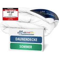 AM Qualitätsmatratzen Premium Sommer Daunen Bettdecke Made in Germany aus 100 % Daunen 220x240cm