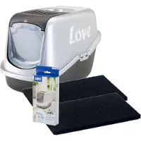 Savic Katzentoilette Nestor Impression Love schwarz-silber