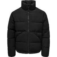 Only & Sons Steppjacke "ONSPACK LIFE PUFFER JACKET OTW", Herren, Gr. L, schwarz, Web, Obermaterial: 100% Polyester, unifarben, regular fit normal, hoch geschlossener Ausschnitt, Jacken Steppjacke