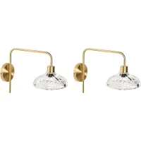 Beliani Wandlampen 2er Set Gold aus Eisen Glas Glamouröser Stil Modernes Design Eleganter Stil Schlafzimmer Wohnzimmer Flur