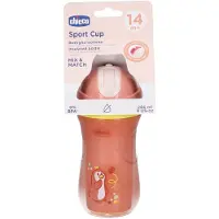 Chicco Thermobecher rosa 266 ml mit Silikonstrohhalm