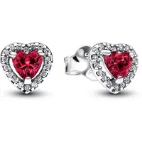 Pandora 298427C04 Damen-Ohrringe Erhabenes Herz Ohrstecker Rot
