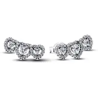 Pandora 294411C01 Damen-Ohrringe Ohrstecker Halo Herz Trilogie Silber