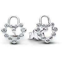 Pandora 294419C01 Damen-Ohrringe Funkelndes Herzschloss Ohrstecker Silber