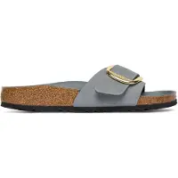 Birkenstock Slipper Madrid Big Buckle Natural Leather Oiled Damen Basalt Blue Narrow-Schuhgröße 38