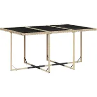 vidaXL 7-tlg. Garten-Essgruppe mit Kissen Beige Poly Rattan