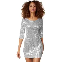 Dressforfun Faschingskostüm Langärmeliges Paillettenkleid Silber – Damen – Größe M