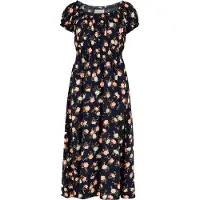 Apricot Midikleid "Vintage Rose Milchmädchen-Kleid" 1 tlg. mit Smokdetails