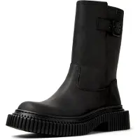 Camper Stiefel Biker-Bootie Schlupfstiefel schwarz Leder