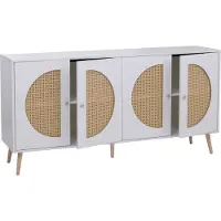 Mendler Sideboard MCW-P49, Schrank Kommode mit Türen Anrichte Staufächer, Poly-Rattan MDF Melamin 80x160x40cm weiß